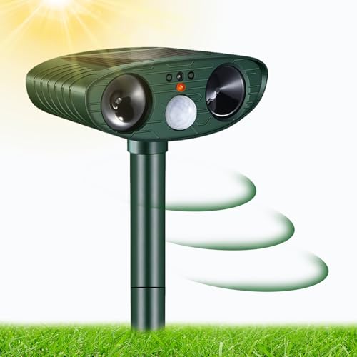 Katzenschreck Ultraschall, Solar Tiervertreiber Katzenvertreiber Wasserdicht, Ultraschall Tierabwehr mit Bewegungsmelder für Garten Waschbären Hunde Vögel Schädlinge