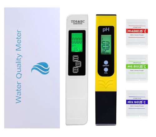 Exporee ph Messgerät Wasser 4 in 1 Digitaler Wassertester für pH/TDS/EC/Temperatur, Aquarium Thermometer, Leitfähigkeitsmessgerät Wasserqualität Tester für Pools, Trinkwasser, Aquarium