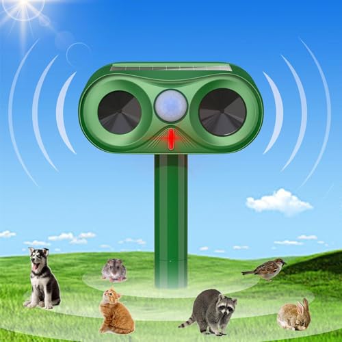 Katzenschreck Ultraschall 2025 Upgrade, Solar Tiervertreiber, PIR-Bewegungssensor, Katzenabwehr für Garten, Marderschreck für Katzen, Hunde, Vöel, Mäse, Marder