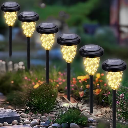 Moxled 6 Stück Solarlampen für Außen, Warmweiß Solarleuchten Gartendeko, IP65 Wasserdicht Solar Gartenleuchten für außen Garten, Balkon, Terrasse, Rasen, Wege, Hof