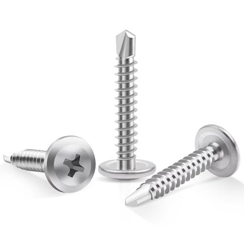 100 Stück M4.2 x 19 mm Selbstschneidende Schrauben Metall, Leryati Hochfeste 410 Edelstahl Selbstschneidend Blechschrauben, Phillips Kopf Selbst Bohrschrauben Selbstbohrende Senkkopf Schrauben