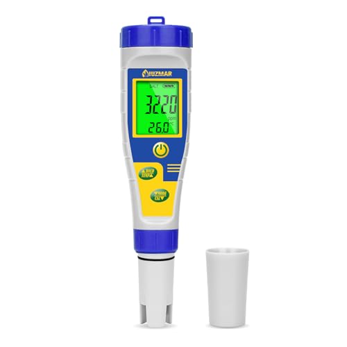 UIUZMAR Salzgehalt Messgerät für Poolwasser, Digitales pH und Salzmessgerät für Pool, Größerer Bildschirm, 5-in-1 pH Salz EC TDS Temperatur Wasser Tester für Hydrokultur, Aquarium, Spa