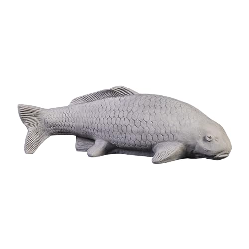 gartendekoparadies.de Koi-Fisch, Steinfigur, H. 21 cm, 18 kg, Grau, frostsicher aus Steinguss für Außenbereich
