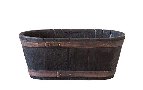 BigDean Weinfass Eichenfass Oval Kunststoff Gartenteich