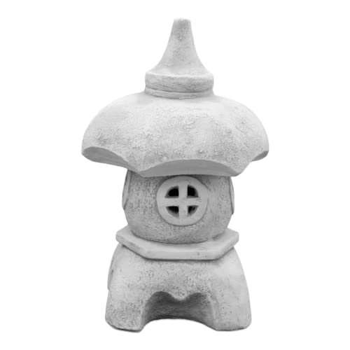 gartendekoparadies.de Japanische Oki-Gata Steinlaterne, H. 48 cm, 26 kg, Grau, frostsicher aus Steinguss für Außenbereich