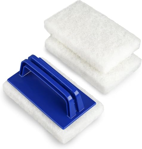 3 Stück Pool Schwamm Bürsten Blau, Poolreinigung Handschrubber Schwimmbad Bürste Reinigungsbürste mit Griff, Schwamm Pool Schwamm Reinigung Poolbürsten Kann Poolflecken und Moos Entfernen