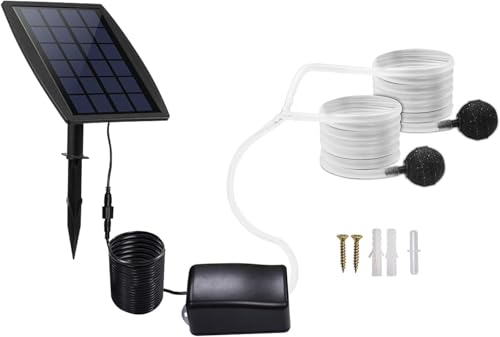 Solar Sauerstoffpumpe, 2.5 W 6V SolarTeichbelüfter, 3 Arbeitsmodi SolarSauerstoff pumpe mit 2200mAh Akku, Leise Einstellbar Aquarium Luftpumpe Sauerstoffpumpe für Teich Gartenteich Angeln im Freien