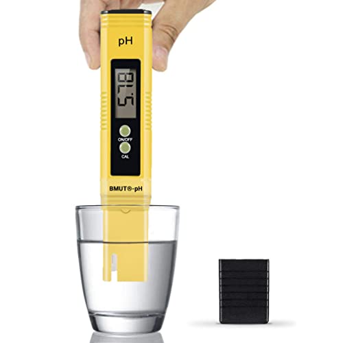 BMUT 1x pH Messgerät für Wasser, Aquarium, Teich, Pool Digital, 0.00-14.00 pH-Meter Messer, Hohe Auflösung von 0.01 mit Buffer/Kalibrierung Set inkl. Kalibrierlösungen