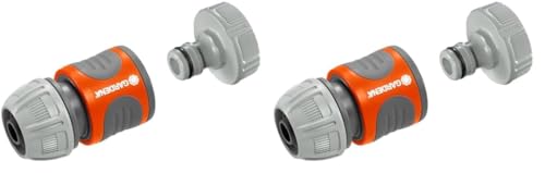 Gardena Pumpen-Anschlusssatz: Schlauchkupplung zum schnellen Anschluss von 13 mm (1/2 Zoll)-Schläuchen an Pumpen mit 33,3 mm (G 1 Zoll)-Außengewinde (1750-20) (Packung mit 2)