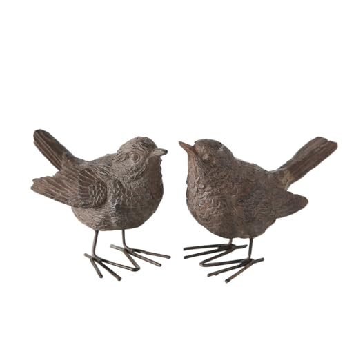 Vogelfigur, Gartenfigur Spatz in antikbraun aus Kunstharz,1 Stück sortiert, ca. 6 cm hoch