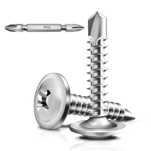 50 Stück Blechschrauben 4,2 x 19 mm, Bohrschrauben, Selbstschneidende Schrauben Edelstahl, Kreuzschlitzschrauben, mit Schraubendreher Bit