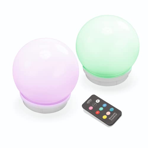 Schwimmfähiges Solar Leuchtkugel 2er Set 15cm Durchmesser + IR-Fernbedienung - Lichtfarben warmweiß, kaltweiß + 6 weitere Farben - schwimmt auf dem Wasser - Schwimmkugel Solarkugel esotec 102126