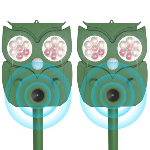 Katzenschreck Ultraschall 2 Stück, Katzenschreck für Garten, 5 Vertreibungsmodi, Wasserdicht IP65, zur Vertreibung von streunenden Katzen, Tauben und Anderen Tieren
