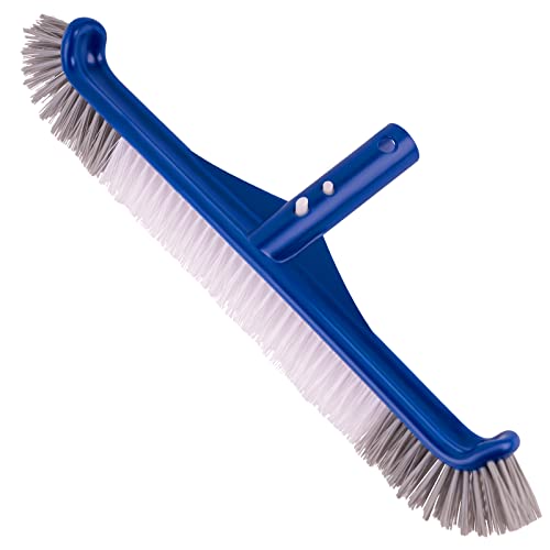 POOLAZA Poolbürste, 44,5 cm Poolbürsten zur Reinigung von Poolwänden, Premium Nylonborsten, Poolbürstenkopf mit EZ-Clip, Gebogene Enden, hocheffiziente Pool-Scheuerbürste