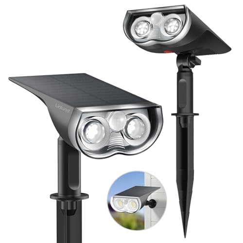 Linkind StarRay Solar Gartenleuchte mit Bewegungsmelder, Solarlampen für außen, IP67 Wasserdicht Außen- Wandleuchte, 650lm Sehr Hell Solarleuchte für Garten, Eingangstür, Garage, 2er Pack