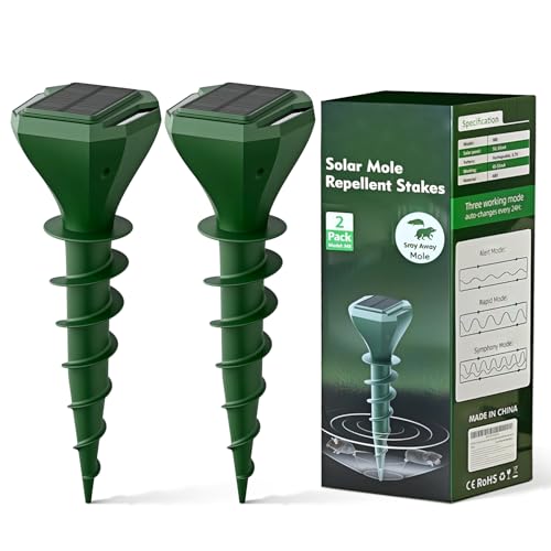 MEKEET 2er Pack Maulwurf Vertreiber Testsieger, WüHlmaus Vertreiben, Maulwurfschreck, Gegen Wühlmäuse & Maulwurf Im Garten, Wasserdicht Ip65, Ultraschall Maulwurf Ratten, maulwurfabwehr, Maulwürfe