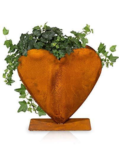 Blümelhuber Edelrost Gartendeko Vintage Metallherz - 40 cm x 40cm Herzen Deko zum Bepflanzen - Ideal für Garten oder Haustür