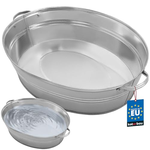 KOTARBAU® Zinkwanne für Garten groß 27 Liter Rund verzinkter Stahl Zink Blumentopf Garten Getränkekühler verzinkte Wanne Zinkschale Garten Sektkühler Blechschüssel Garten Pflanzschale