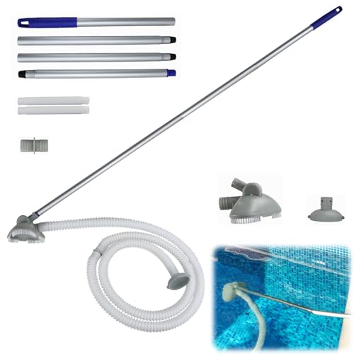Poolsauger Bodensauger, Pool Zubehör Poolsauger mit Teleskopstange, Pool Sauger mit Schlauch und Pool Einlaufdüse, Pool Staubsauger mit Starker Saugleistung, Poolreiniger für Spas,Whirlpools,Pools (A)