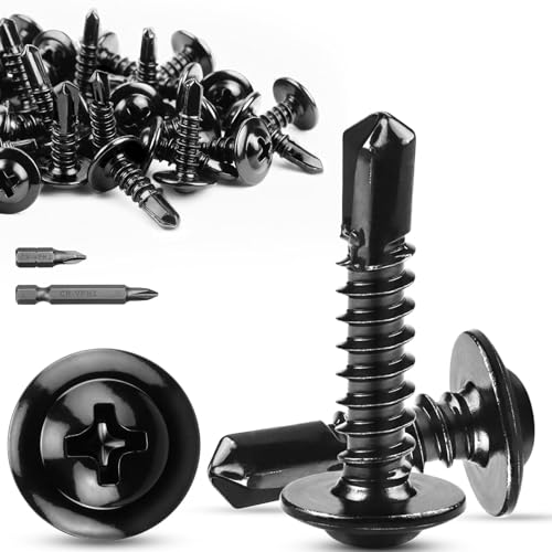 TXXATX Selbstschneidende Schrauben Metall M4,2x19 mm Bohrschrauben 410 Edelstahl Blechschrauben Selbstschneidend 60 Stück Metallschrauben Selbstschneidend mit Schraubendreher Bit für Möbelholzbretter