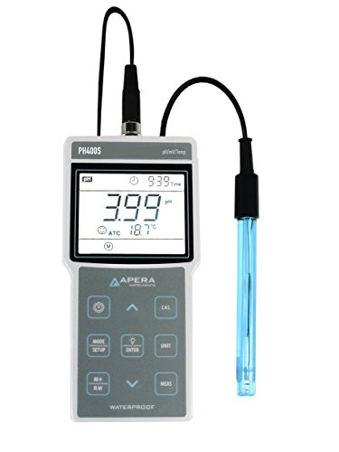 Apera Instruments PH400S tragbares pH-Messgerät mit GLP-Datenverwaltung und USB-Anschluss (pH-Messbereich: -2, 00 bis 19, 00)