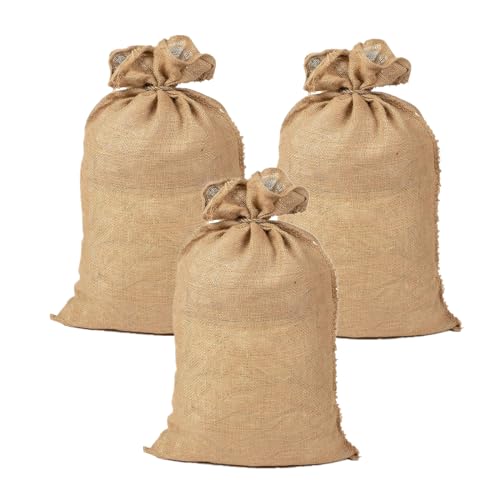 Jutesäcke 105 x 60 cm - 3er Set, Jutesack Universal, 50 kg Traglast - Ökologische Kartoffelsäcke aus 100% Jute - Strapazierfähig, Sackhüpfen, Kartoffelsack, Frostschutz, Nikolaussack