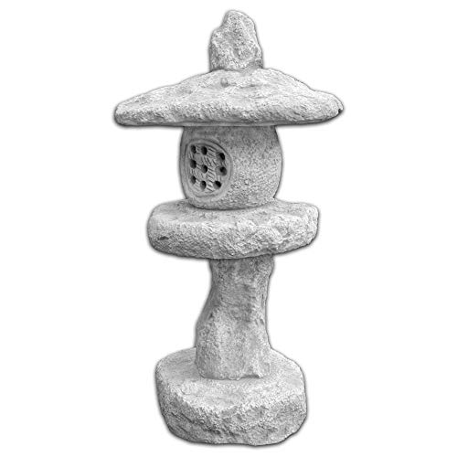 gartendekoparadies.de Japanische Tachi-Gata Steinlaterne, H. 72 cm, 44 kg, Grau, frostsicher aus Steinguss für Außenbereich