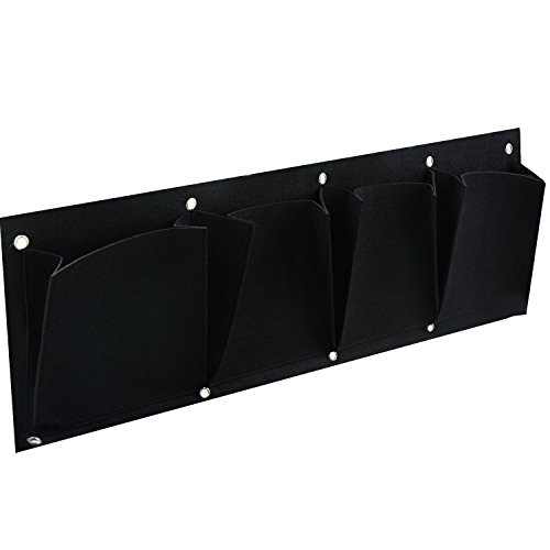 JYCRA Pflanztasche mit 4 Fächern für vertikalen Garten, Pflanzenwand, für Gemüse, Blumen, Filz, Schwarz, 2 Stück, 30x100cm / 11.81x39.37inch