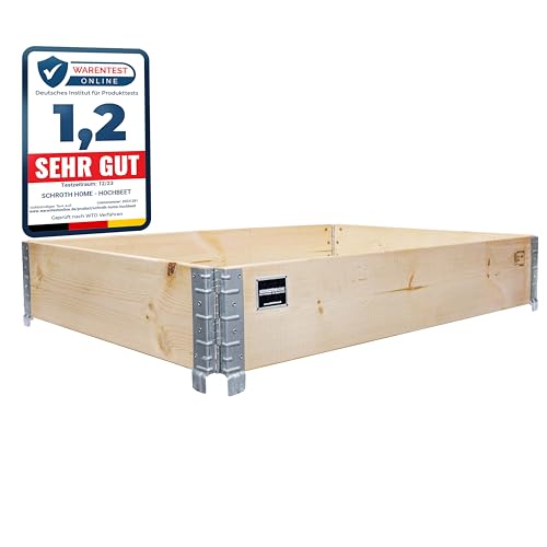 Schroth Home Hochbeet 120x80x20cm rechteckig - Palettenrahmen aus Holz - Hochbeet für Garten - faltbar - Außenbereich