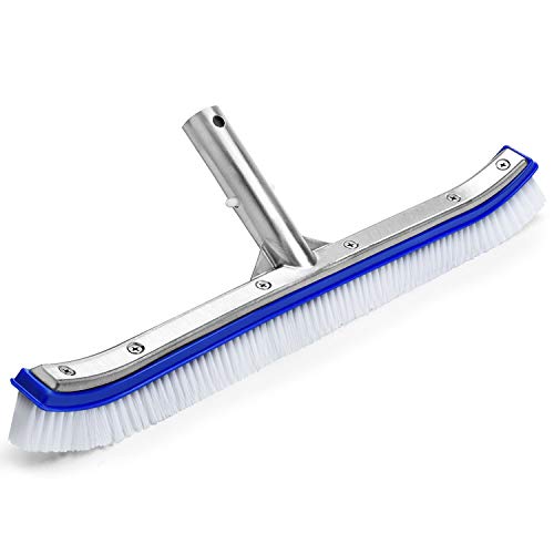 VABNEER Poolbürste Poolreinigung Reinigungsbürste 18 Zoll mit Aluminiumgriff und verstärkter Aluminium Rückseite für Poolwand und Poolboden (Blau)