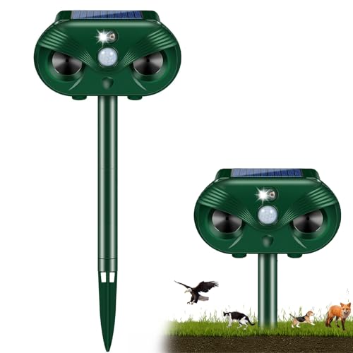 Katzenschreck Ultraschall, 4 Modi Solar Tiervertreiber Marderschreck, Katzenvertreiber Ultraschall Wasserdicht mit Bewegungsmelder Blinklicht für Garten Katzen Hunde Vögel Füchse IP54 Wasserdicht