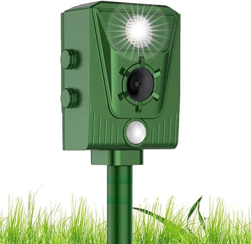 Ultraschall Katzenschreck, Ultraschall Solar Tiervertreiber Marderschreck USB Lade Wasserdicht LED-Licht Marderabwehr zum Garten, wirksam gegen Katzen, Hunde, Vögel, Ratten, Marder