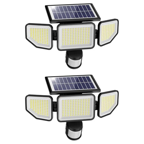Onforu Solarlampen für Außen mit Bewegungsmelder, 3000lm led solar strahler außen,IP65 Wasserdichte solar aussenleuchte mit bewegungsmelder für Terrasse, Veranda, Garage, Hof, Straßen 2 er