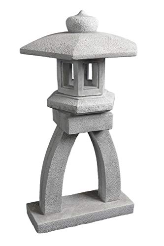 gartendekoparadies.de Kotoji-Yukimi japanische Steinlaterne, H. 75 cm, 36 kg, Grau, frostsicher aus Steinguss für Außenbereich