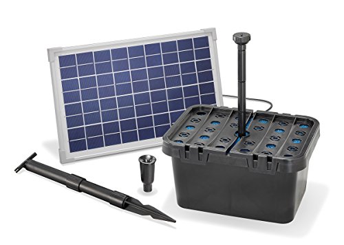 Solar Teichfilterset Starter 610 l/h Förderleistung 10 W Solarmodul Komplettset bis 2000l Gartenteich 101066