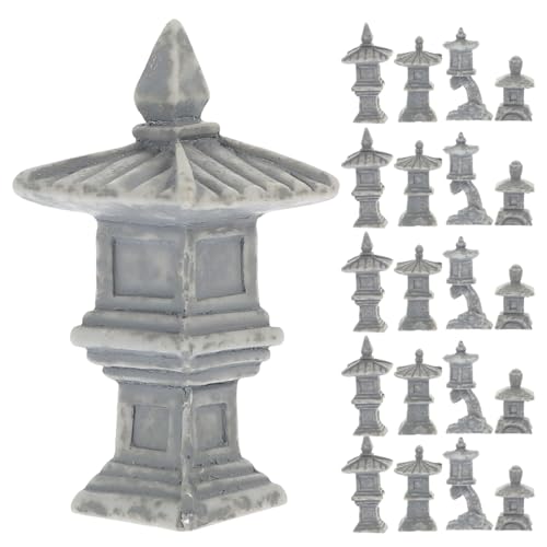 SUPVOX Miniatur-Steinlaterne, Pagode, Gartenstatue, Mini-Pagode, Mini-Zen-Pagode, kleines Heim-Set, Feengarten, Statue, sechseckiger Pavillon, japanische Laterne, Porzellan, Aquarium, 126251SLKT