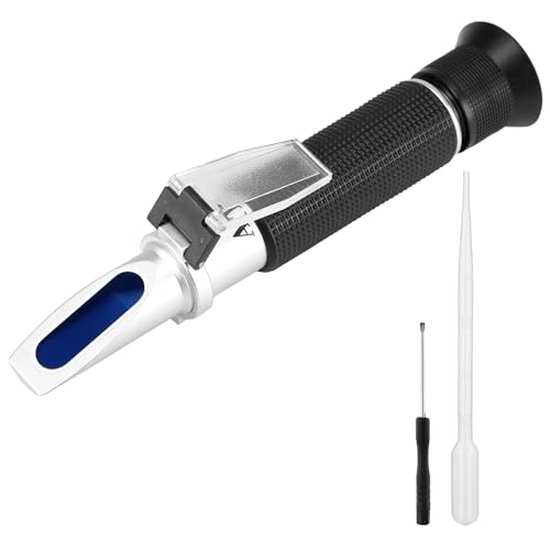 QWORK® Salzgehalt Refraktometer, Salzwassertester-Hydrometer mit Zwei Skalen und ATC, für Fischzucht, Meerwasseranalyse, 0–100 PPT und 1.000–1.070 spezifisches Gewicht