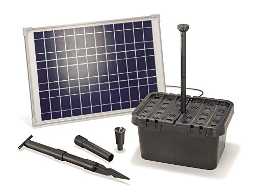 Solar Teichfilterset Starter 1300 l/h Förderleistung 20 W Solarmodul Komplettset bis 4000l Gartenteich 101067