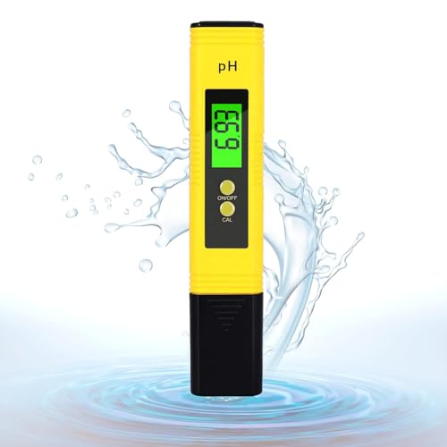 PH Messgerät, PH Wert Messgerät, PH Meter mit LCD Anzeige, PH Tester Tragbarer für Wasser Pool Aquarium Trinkwasser pH Meter Hohe Genauigkeit, 0.00-14.00 Messbereich(Bronze)
