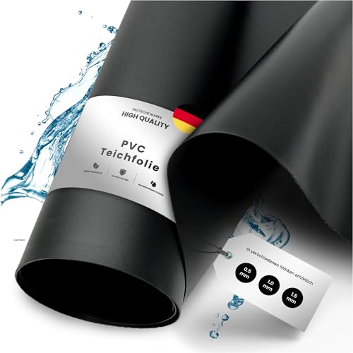 TeichVision - Premium PVC Teichfolie schwarz - Stärke 1 mm - 4 m x 5 m/PVC Folie schwarz auch geeignet als Hochbeet Folie wasserdicht