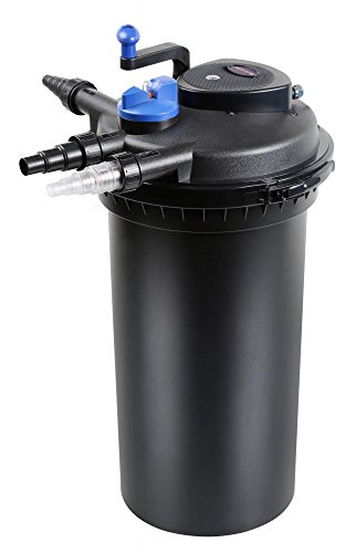 AquaOne Druckteichfilter CPF-15000 I Teichfilter für Teiche bis 30.000 Liter I Bio Teich Filter inkl.18 Watt UVC Klärer mit Kurbelreinigung I schwebealgenfreies klares Wasser