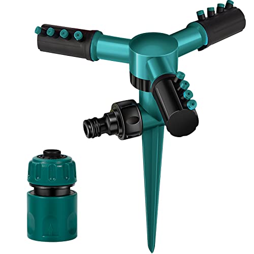 Gartensprinkler Rasenwassersprinkler Automatischer 360 Drehbarer 3-Arm-Sprüher Einstellbarer Sprinkler Bewässerungssystem für die Bewässerung von Gemüse Blumen Gras Rasen Pflanzen