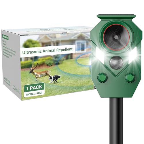 Katzenschreck für Garten, Katzenschreck Ultraschall, Solar Tiervertreiber Garten, Wasserdicht mit IP65&PIR-Bewegungssensor und Blinklicht, Wirksam Gegen Katzen,Hunde,Fuchs,Vogel,Rehe,Tauben,Waschbären