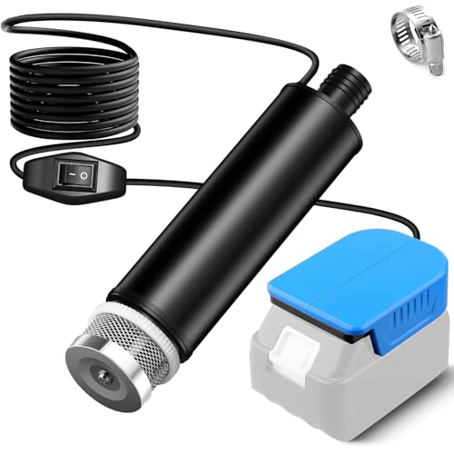 Tauchpumpe kompatibel mit Makita 18V Batterie, 30L/min, Aufzug 15FT, 120W angetriebene Wasserpumpe, Tiefbrunnen Transferpumpe für Garten, Camping, Kiddie Pool, Fischtank (keine Batterie)