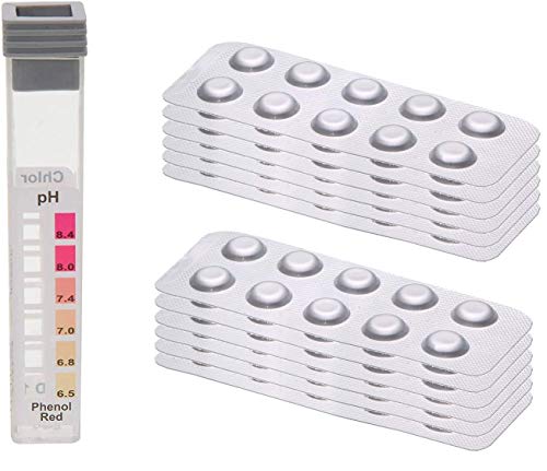 120 Testtabletten - je 60 x pH-Wert Phenol Red und 60 x DPD1 Chlor - inkl. 1 x Messkammer von POWERHAUS24