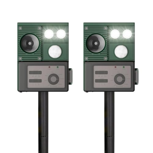 2X Katzenschreck Ultraschall Dualer Solar Eule, 5 Modus Tiervertreiber, IP68 Marderschreck mit LED Bewegungsmelder zur Abwehr von Katzen, Mardern und Hunden vertreiben Garten