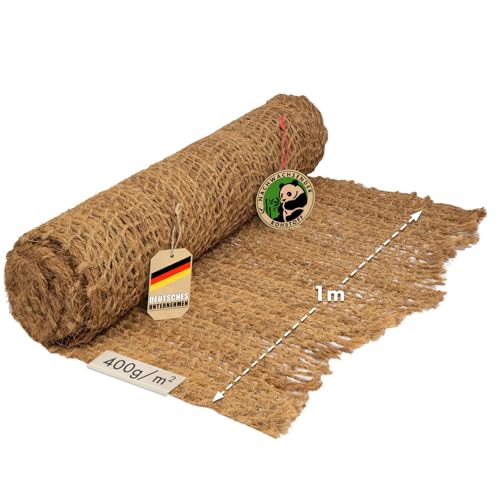 Casapura Böschungsmatte Nature | Erosionsschutz für Gartenarbeiten | Bis 20 m | Böschungsnetz | Hangsicherung | Kokos-Naturfasern | Witterungsbeständig (1 m x 10 m | 700 g/m²)