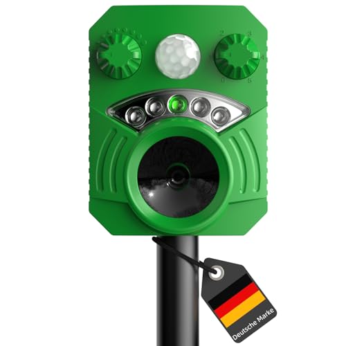 Katzenschreck, Tiervertreiber Ultraschall, 5 Modi Solar Katzenabwehr, Wasserdicht Maulwurf Vertreiber mit LED-Licht, Marderschreck Wirksam gegen Katzen, Hunde, Vögel, Füchse, Ratten, Garten