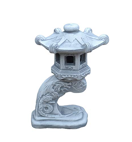 gartendekoparadies.de Rankei japanische Steinlaterne, H. 32 cm, 5 kg, Grau, frostsicher aus Steinguss für Außenbereich