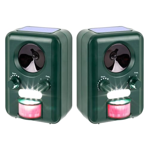 2 x Sparpack - VOSS Sonic 2000 | Ultraschall Abwehr & Tier-Vertreiber mit Solar, Blitz, Akku | Katzenschreck, Hundeschreck, Marderschreck | Deutscher Hersteller